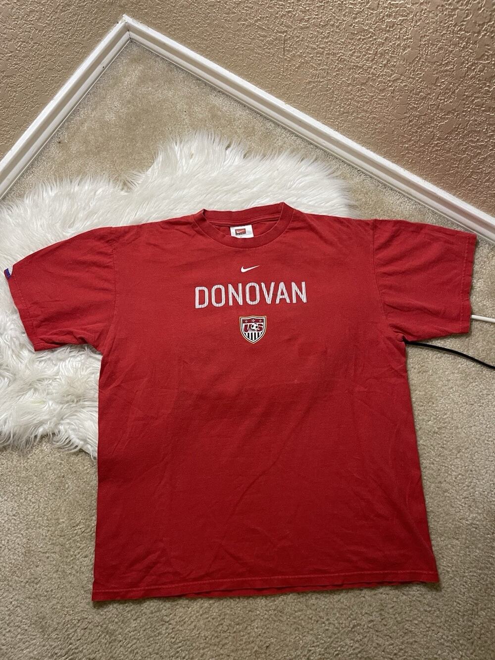Vintage Y2K Nike Team USA Soccer M Red T Shirt National Team Logo #10 Donovan